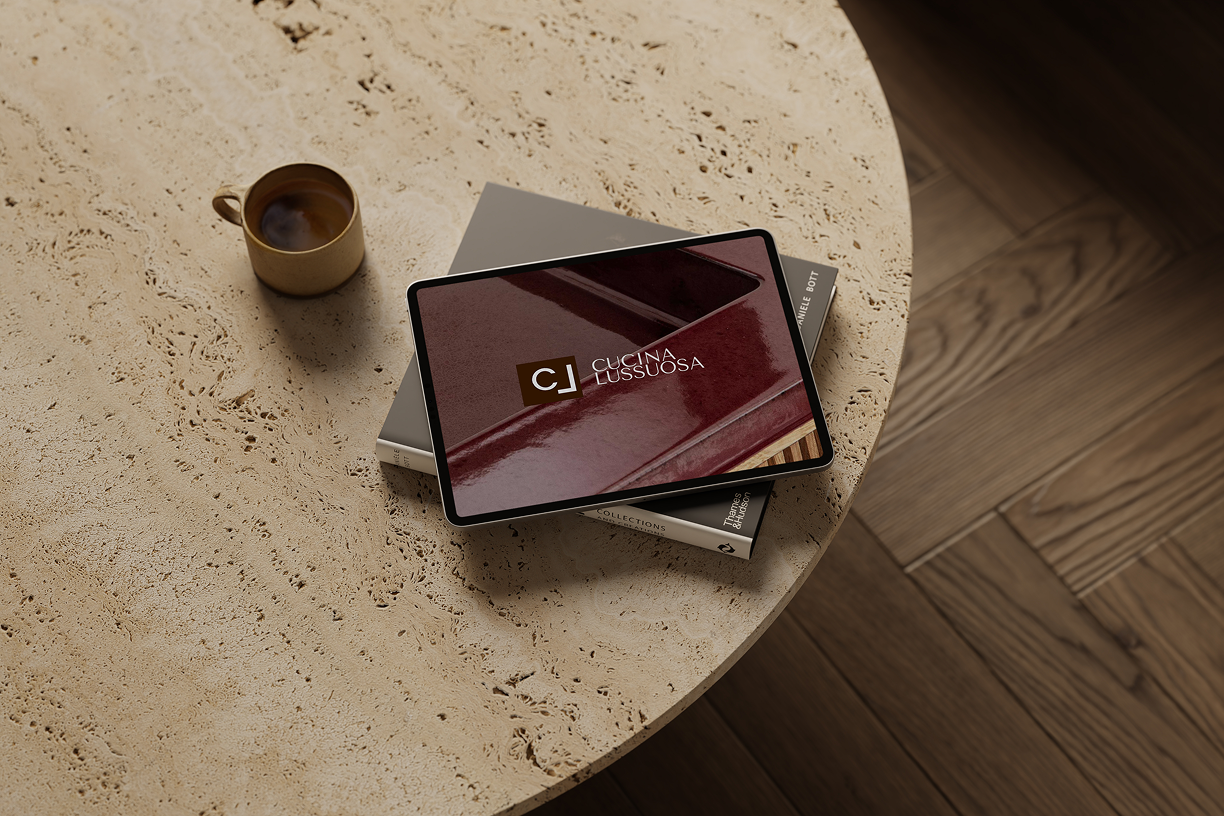 Cucina Lussuosa tablet on stone table